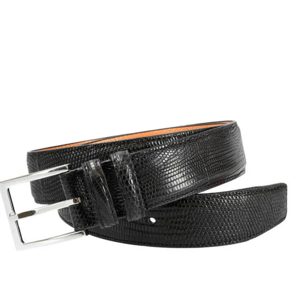 CINTURÓN PIEL HOMBRE LAGARTO NEGRO