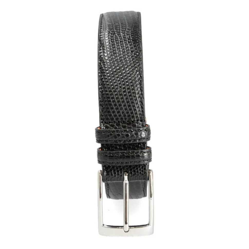 CINTURÓN PIEL HOMBRE LAGARTO NEGRO